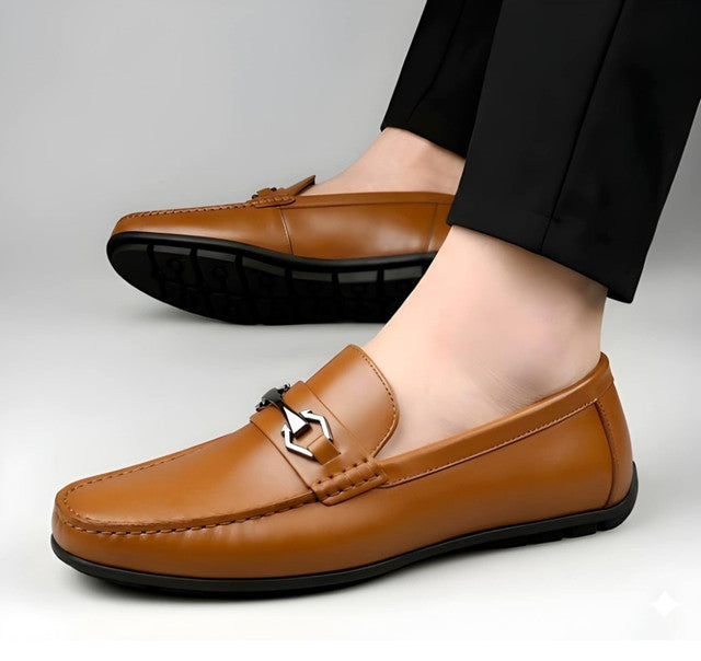 Men's Synthetic Leather Solid Slip-On Casual Loafers — Tan