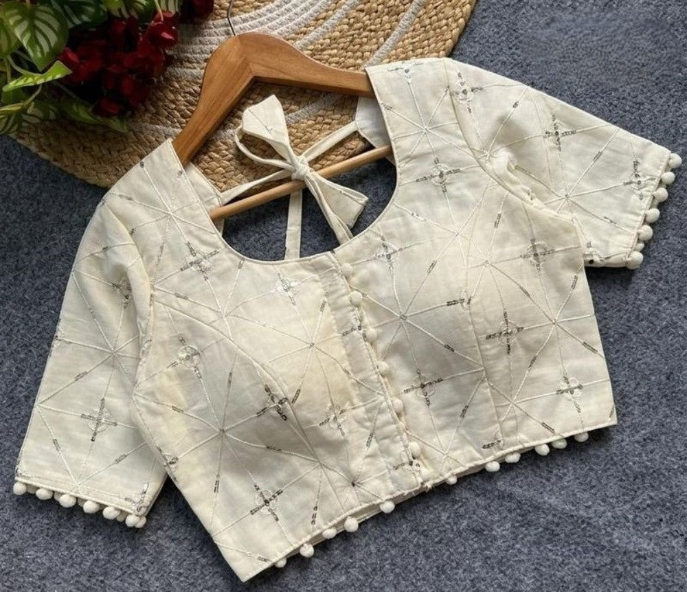 Women's Cotton Printed Half Sleeve Round Neck Padded Readymade — Cream · 67970