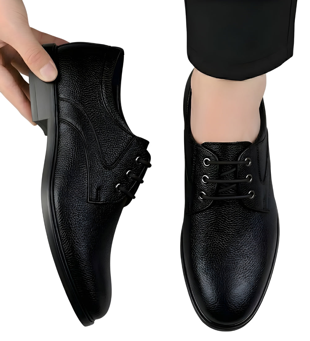 Men's Synthetic Leather Solid Lace-Up Formal Shoes — Black · 67986