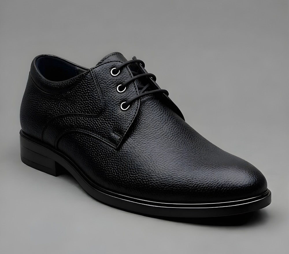 Men's Synthetic Leather Solid Lace-Up Formal Shoes — Black · 67986