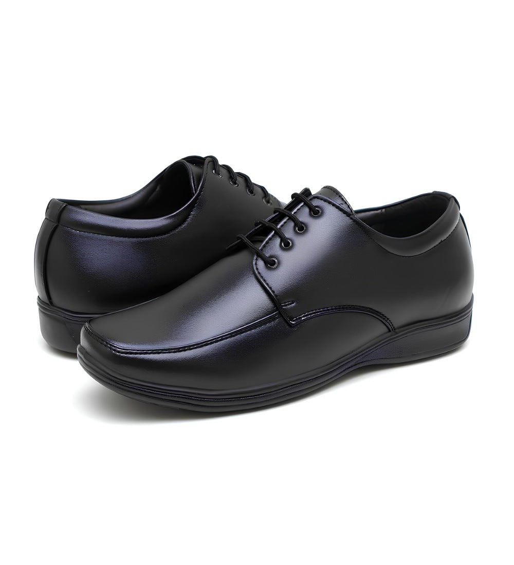 Men's Synthetic Leather Solid Lace-Up Formal Shoes — Black · 67988