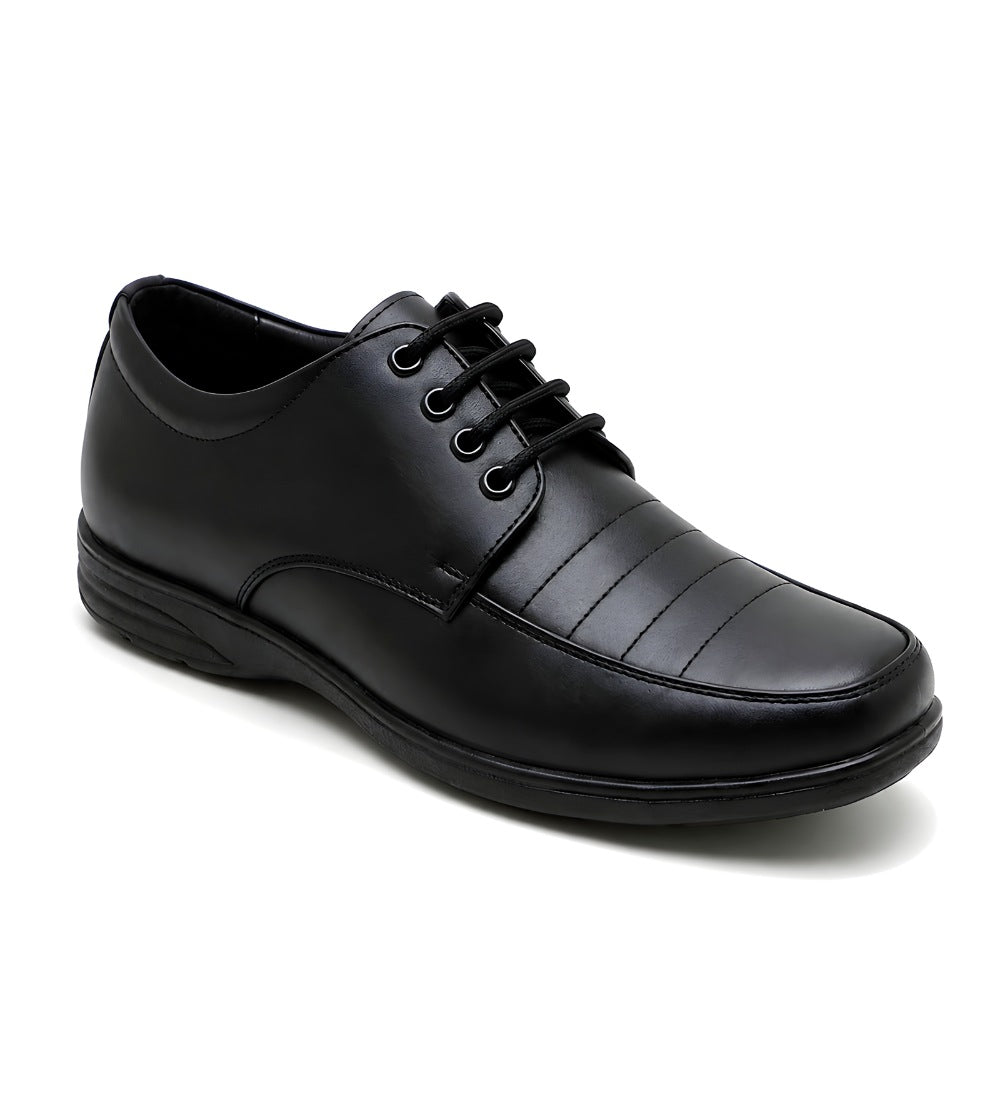 Men's Synthetic Leather Solid Lace-Up Formal Shoes — Black · 67989