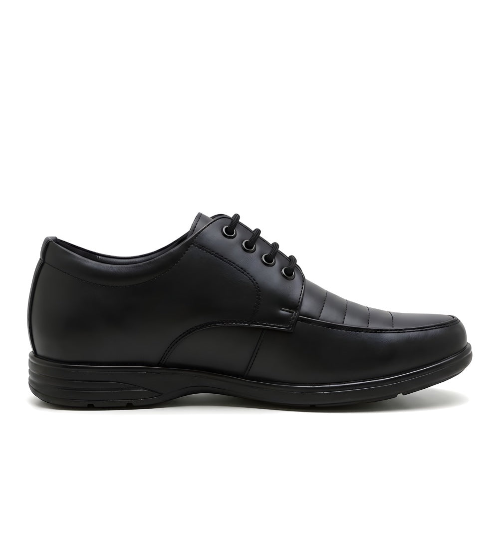 Men's Synthetic Leather Solid Lace-Up Formal Shoes — Black · 67989