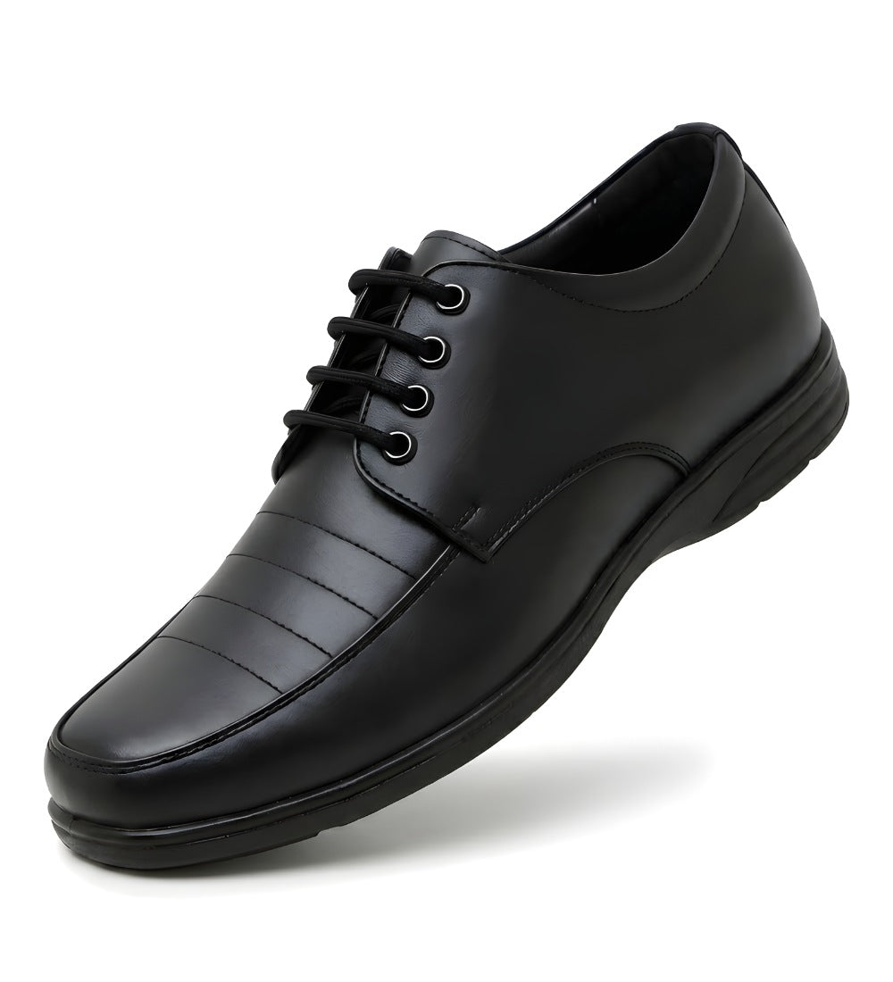 Men's Synthetic Leather Solid Lace-Up Formal Shoes — Black · 67989