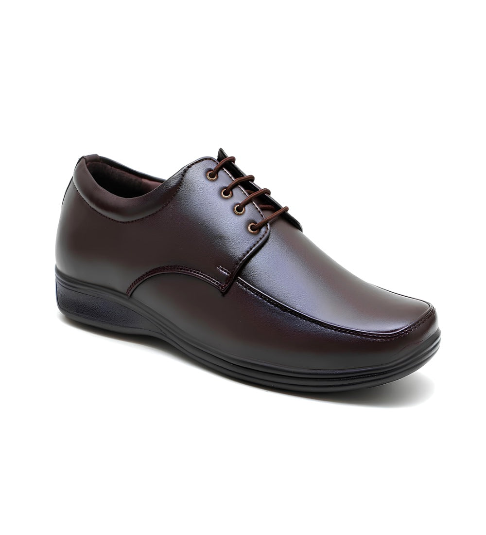 Men's Synthetic Leather Solid Lace-Up Formal Shoes — Brown