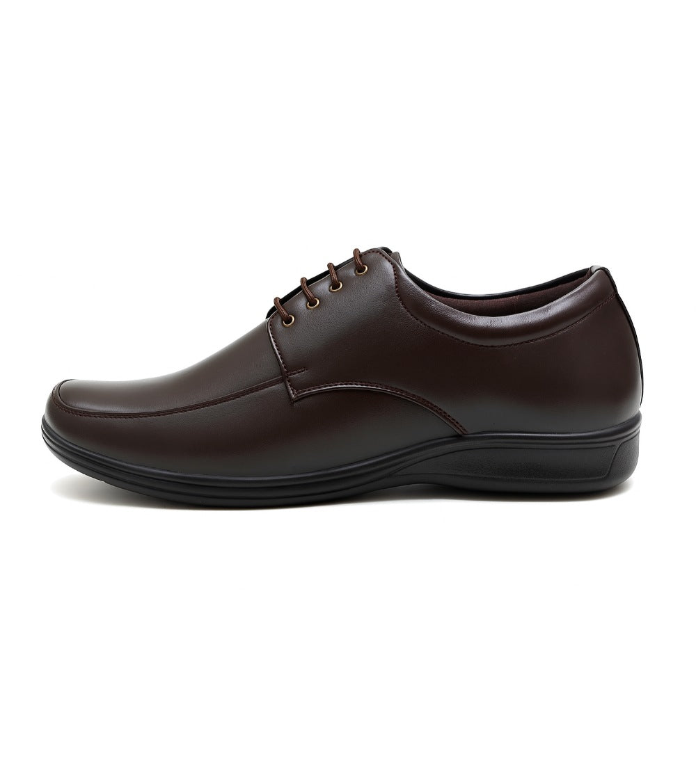 Men's Synthetic Leather Solid Lace-Up Formal Shoes — Brown