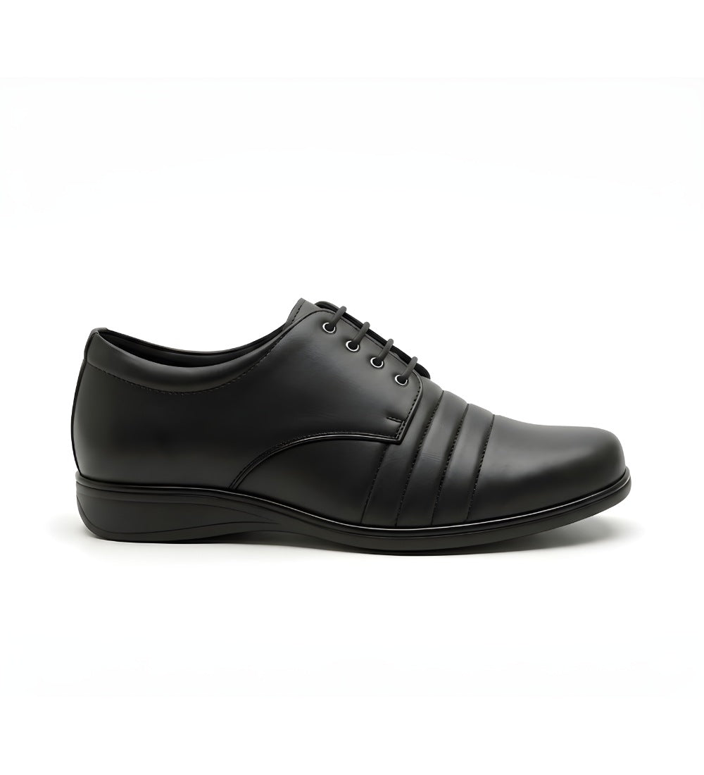 Men's Synthetic Leather Solid Lace-Up Formal Shoes — Black · 67991