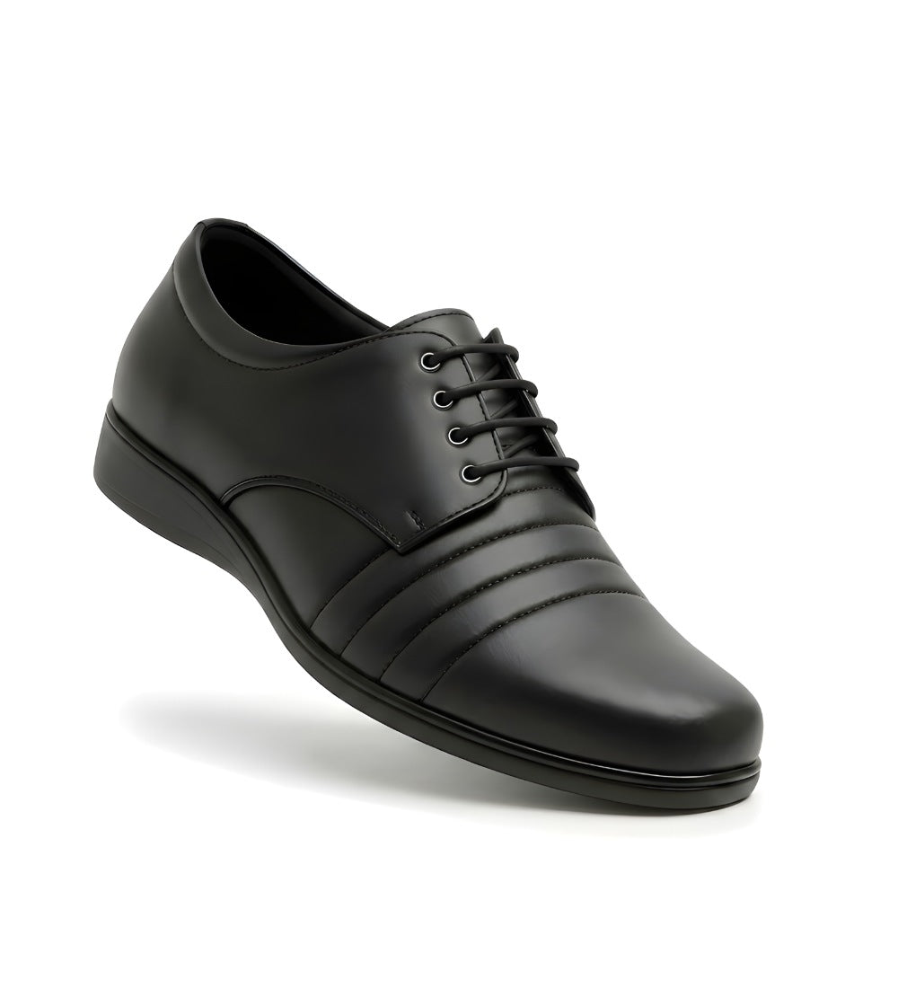 Men's Synthetic Leather Solid Lace-Up Formal Shoes — Black · 67991
