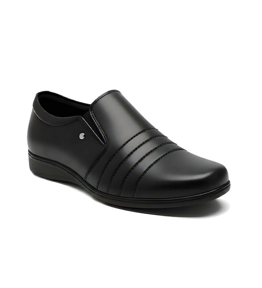Men's Synthetic Leather Solid Slip-On Formal Shoes — Black · 67992