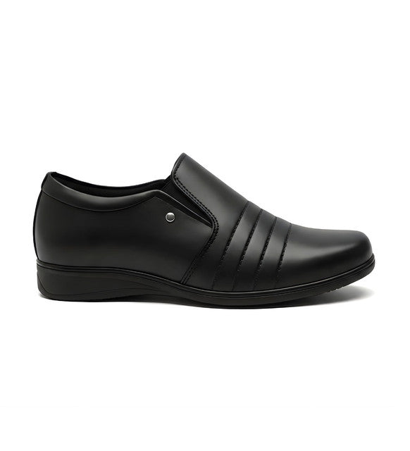 Men's Synthetic Leather Solid Slip-On Formal Shoes — Black · 67992