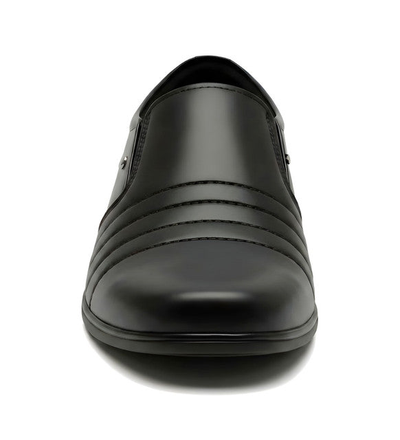 Men's Synthetic Leather Solid Slip-On Formal Shoes — Black · 67992