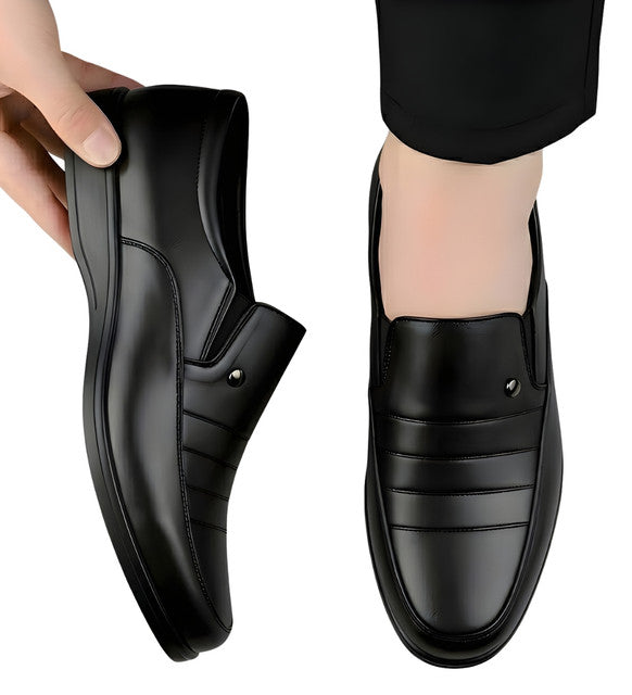 Men's Synthetic Leather Solid Slip-On Formal Shoes — Black · 67993