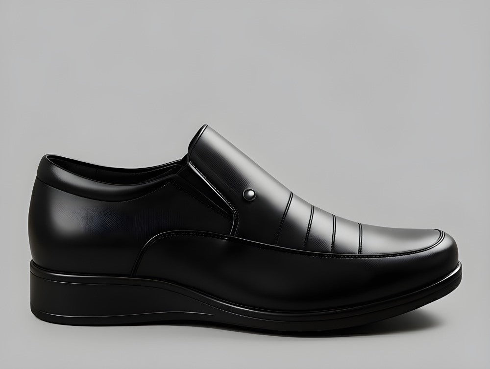 Men's Synthetic Leather Solid Slip-On Formal Shoes — Black · 67993