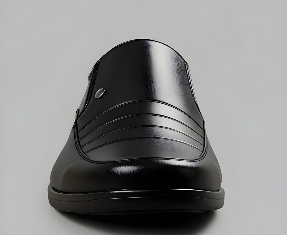 Men's Synthetic Leather Solid Slip-On Formal Shoes — Black · 67993