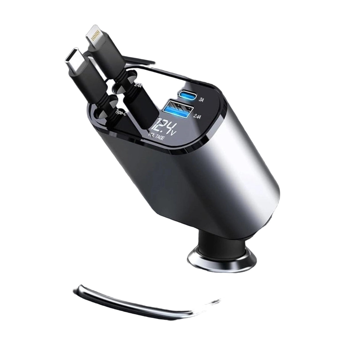 Retractable Car Charger — Grey AllQwik