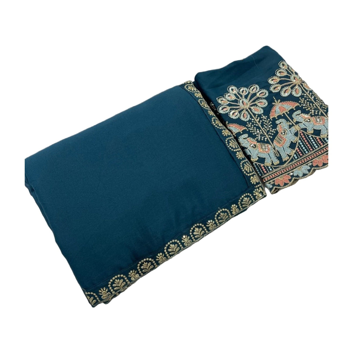 Women's Art Silk Embroidered Saree — Blue AllQwik