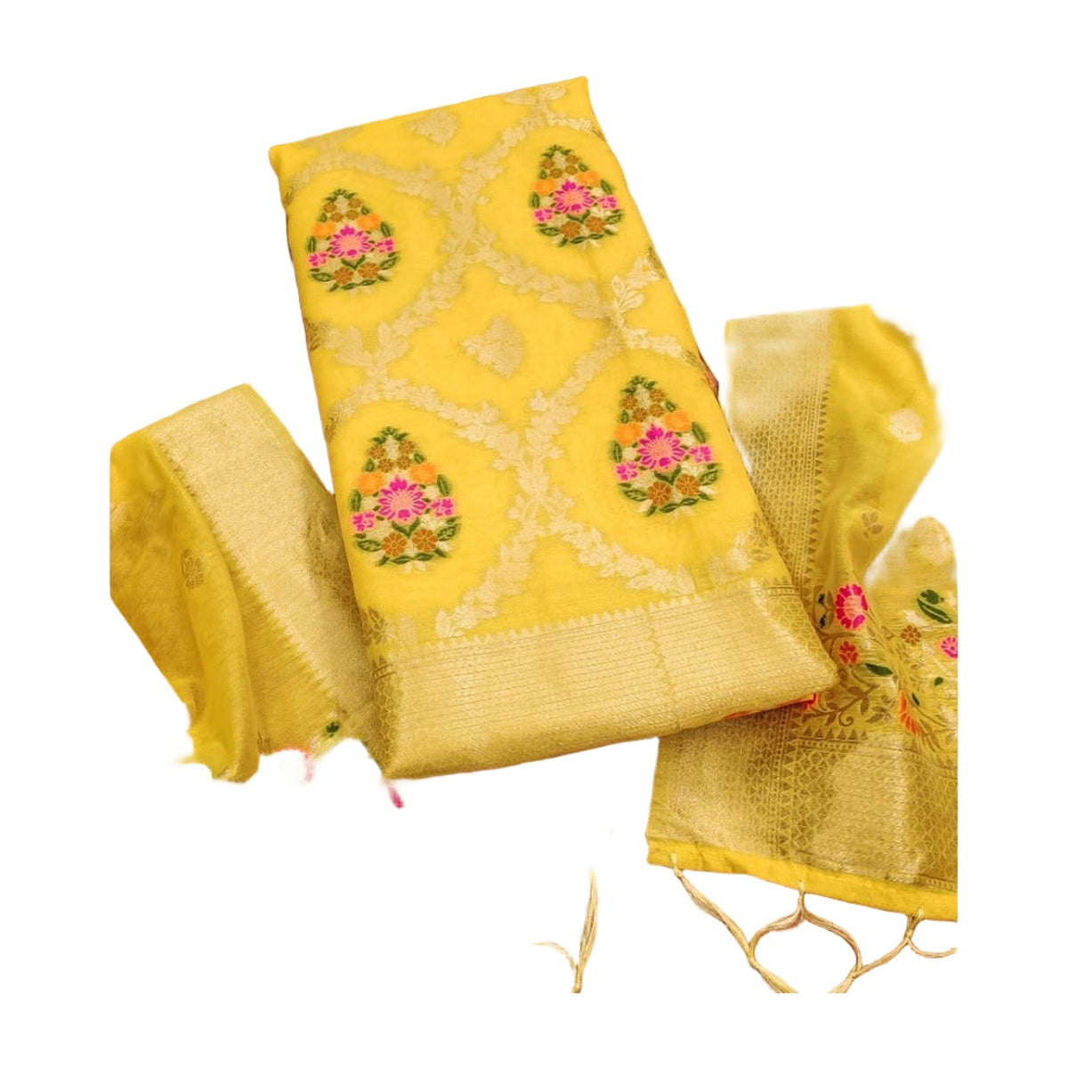 Women's Banarasi Silk Printed Unstitched Salwar Suit Materia AllQwik