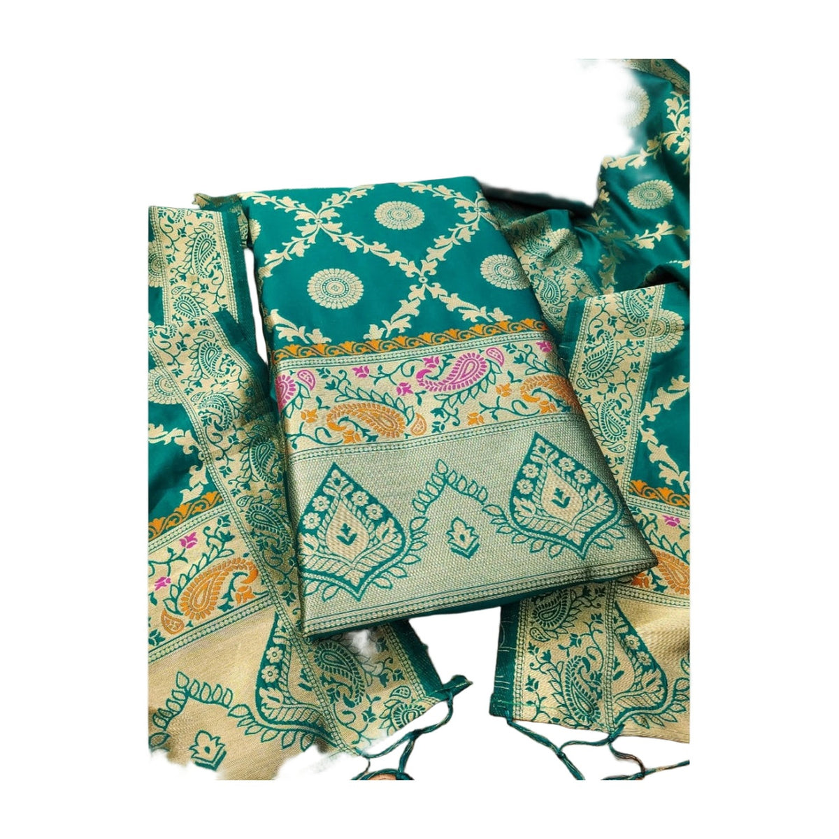 Women's Banarasi Silk Printed Unstitched Salwar Suit Materia AllQwik