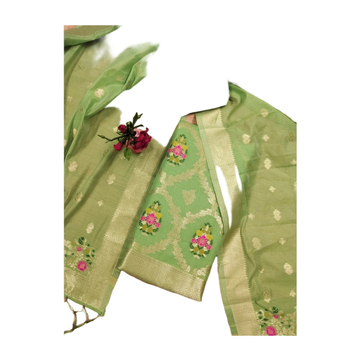Women's Banarasi Silk Printed Unstitched Salwar Suit Materia AllQwik