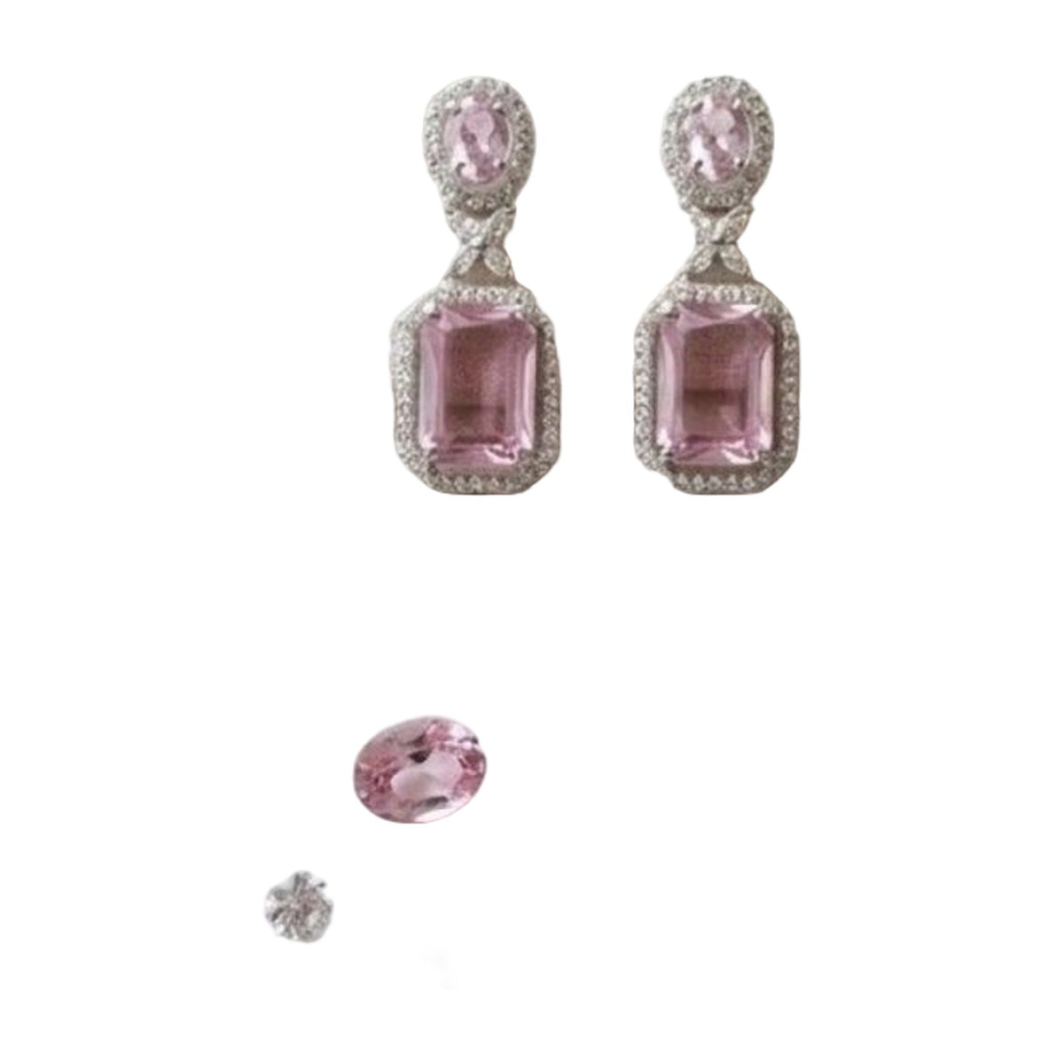 Women's Brass Silver Plated Drop Earrings — Pink · 1975 AllQwik