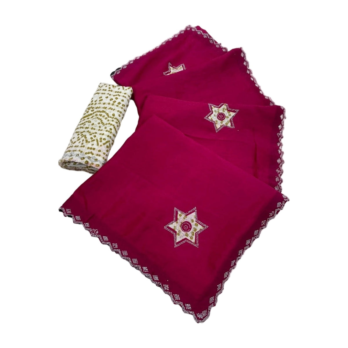 Women's Chiffon Butti Dotted Saree — Pink · _Pnk AllQwik