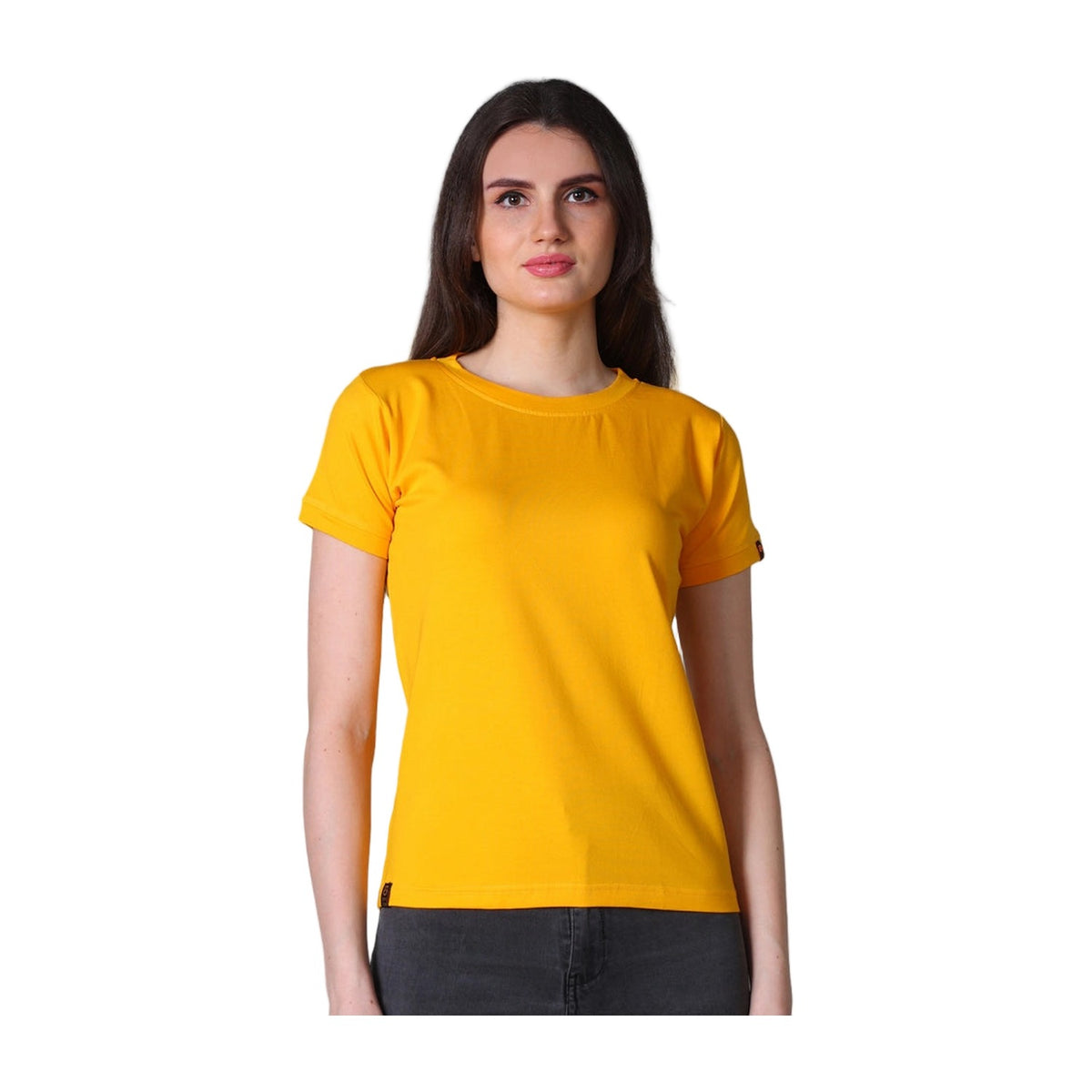 Women's Cotton Blended Solid Round Neck Half Sleeve T-Shirt  AllQwik
