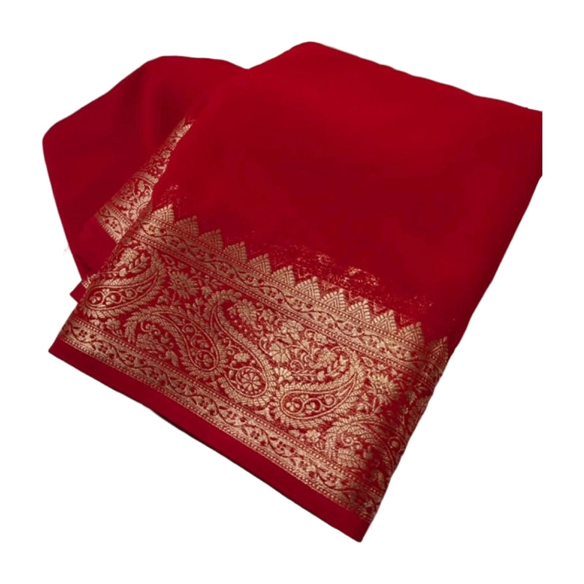Women's Crepe Chit Pallu Solid Saree — Red · 1010 AllQwik