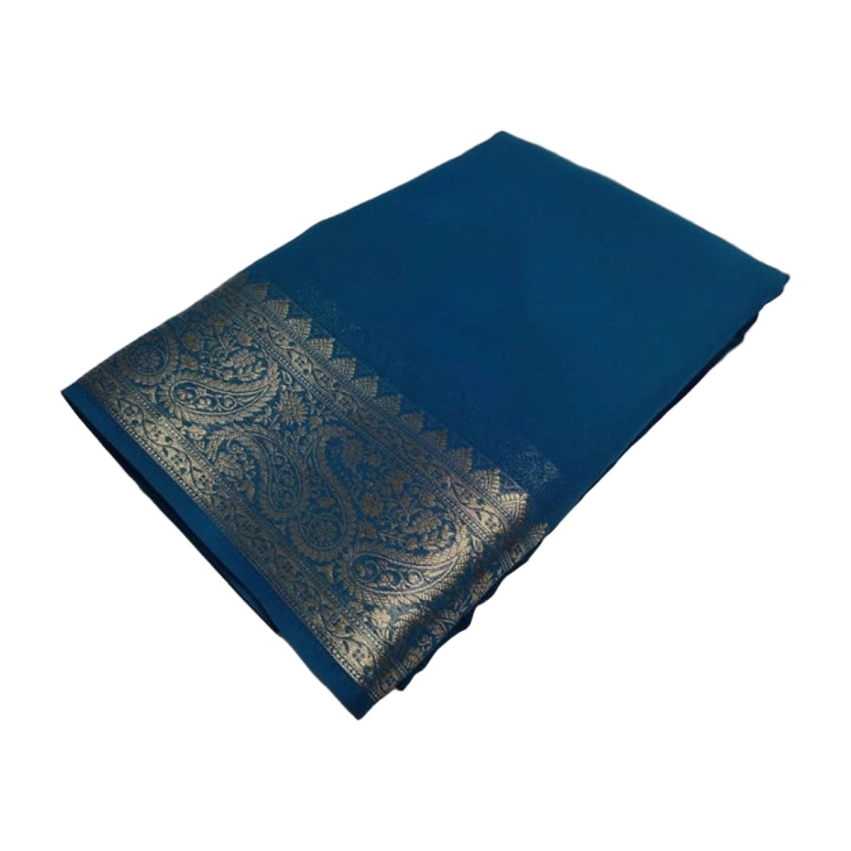 Women's Crepe Chit Pallu Solid Saree — Sea-Green AllQwik