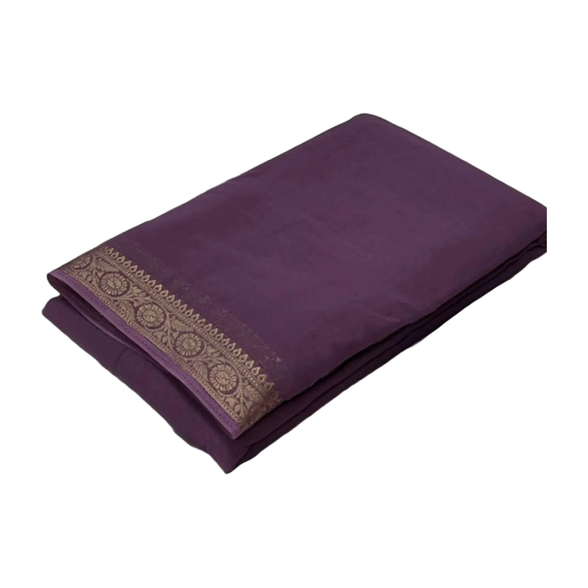 Women's Crepe Chit Pallu Solid Saree — Violet AllQwik