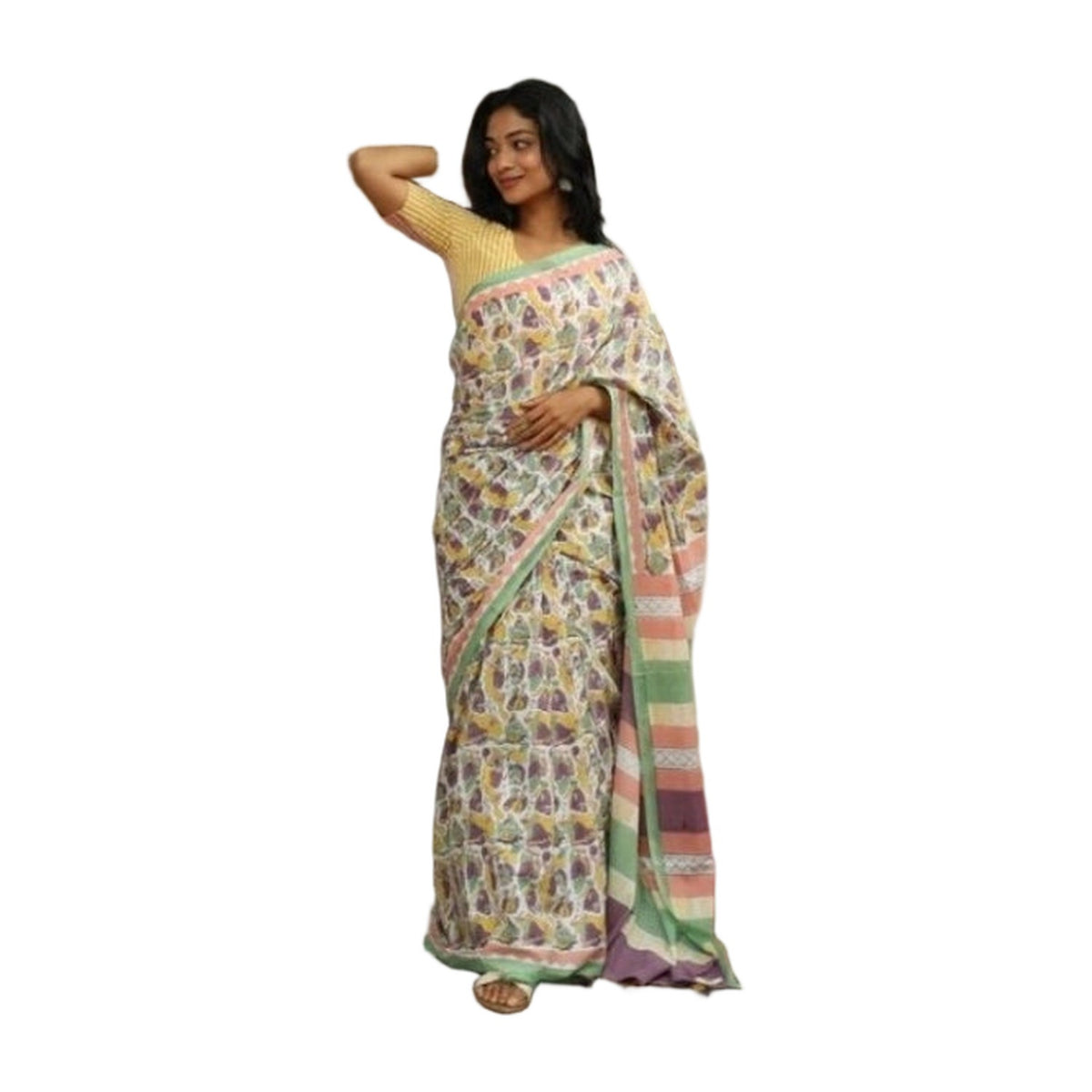 Women's Linen Printed Saree · _Mlt AllQwik