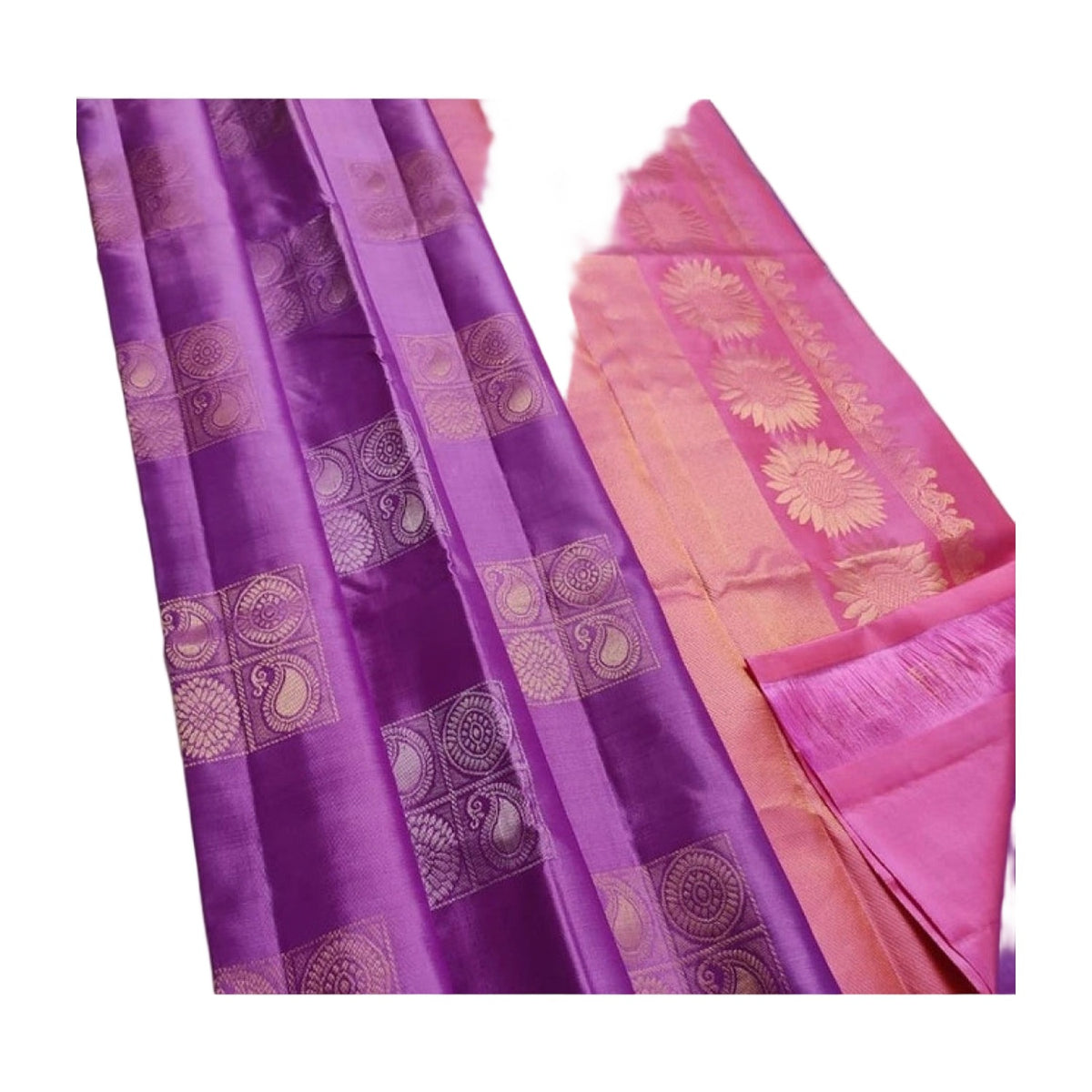 Women's Litchi Silk Printed Saree — Magenta With Pink · lilc AllQwik