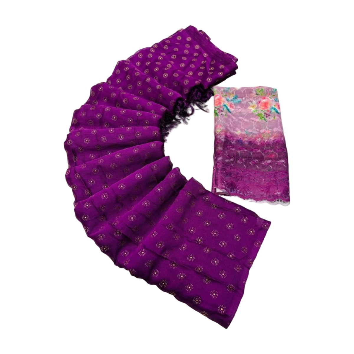 Women's Printed Brasso Saree — Magenta AllQwik