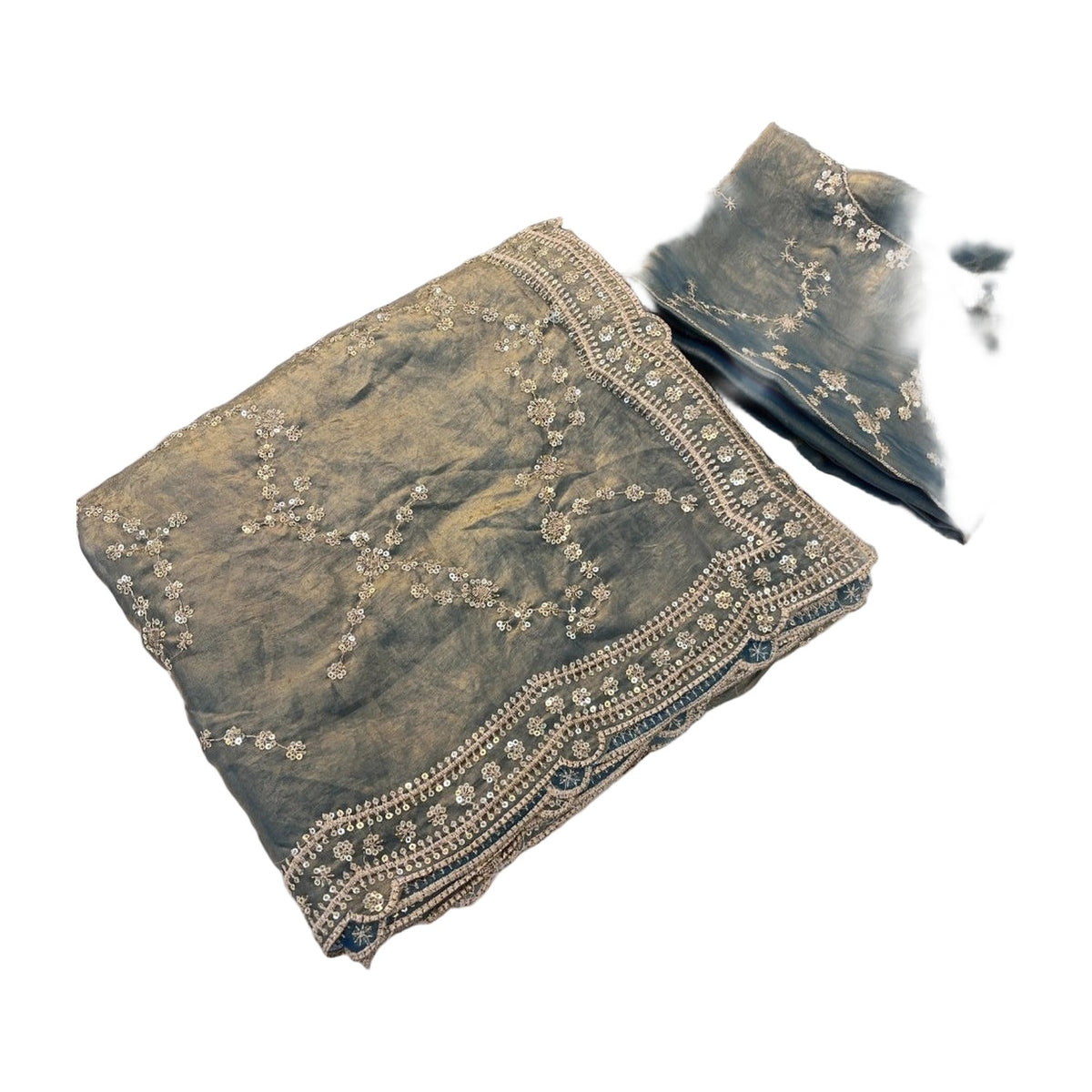 Women's Silk Embellished Saree — Grey AllQwik