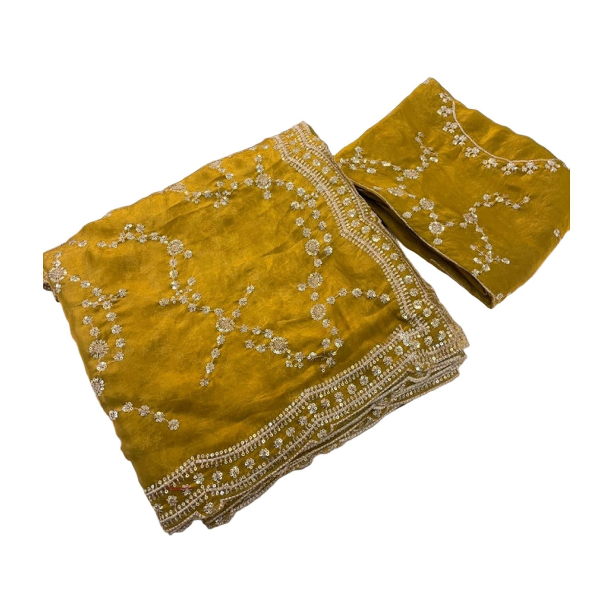 Women's Silk Embellished Saree — Mustard-Yellow AllQwik