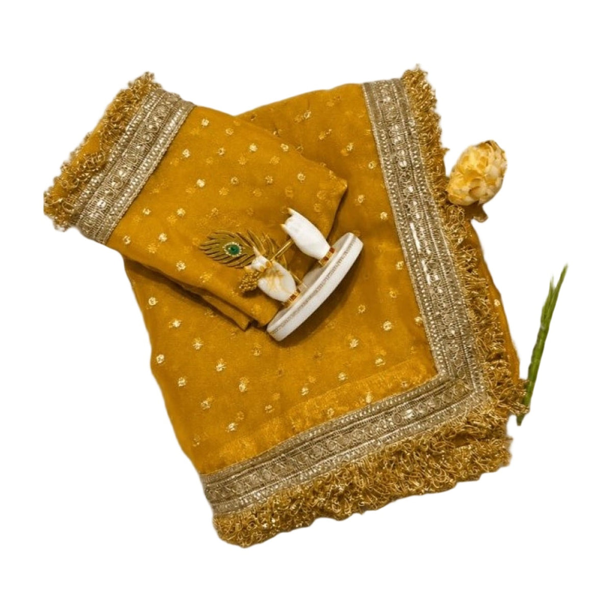 Women's Silk Embellished Saree — Yellow AllQwik