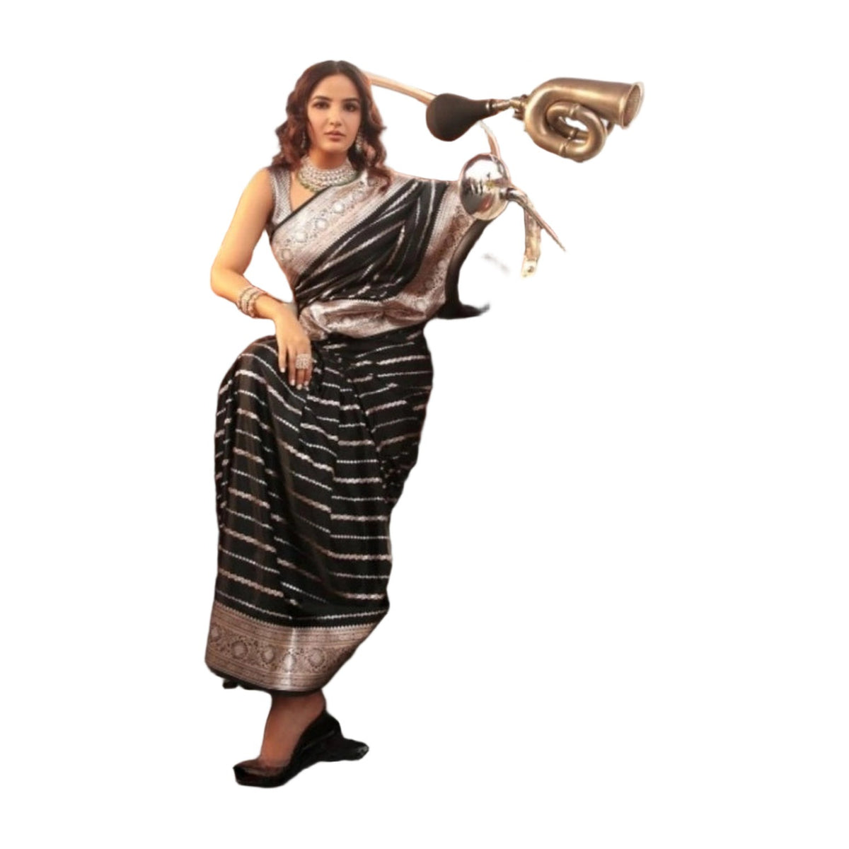 Women's Silk Printed Saree — Black · _Blk AllQwik