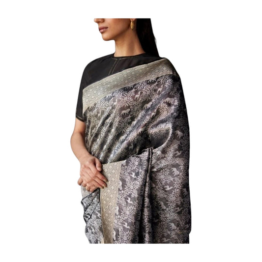 Women's Silk Printed Saree — Grey · _Gry AllQwik