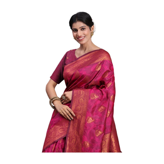 Women's Silk Printed Saree — Magenta · 2496 AllQwik