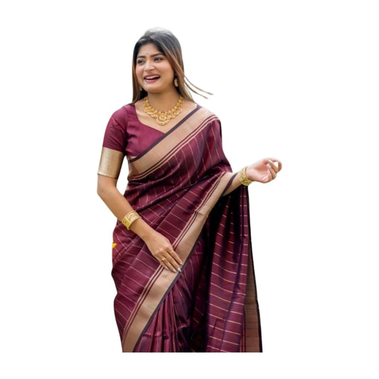Women's Silk Printed Saree — Maroon · Mron AllQwik