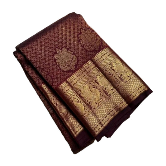 Women's Silk Printed Saree — Maroon · Mron AllQwik