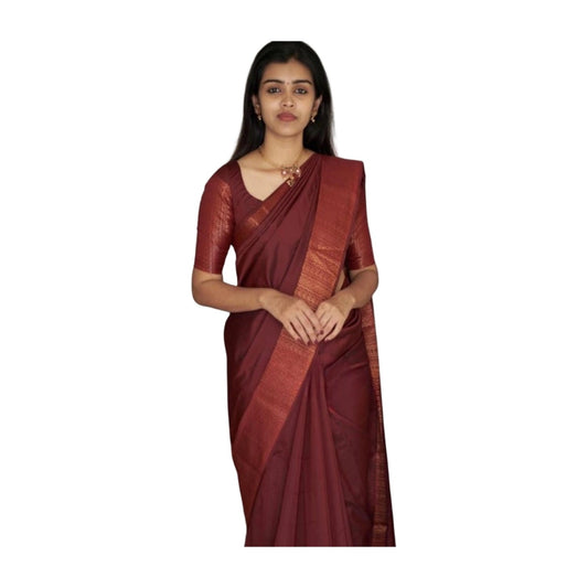 Women's Silk Printed Saree — Maroon · Mron AllQwik