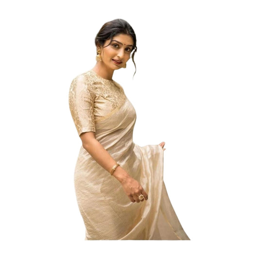 Women's Silk Printed Saree — Off White · _Wht AllQwik