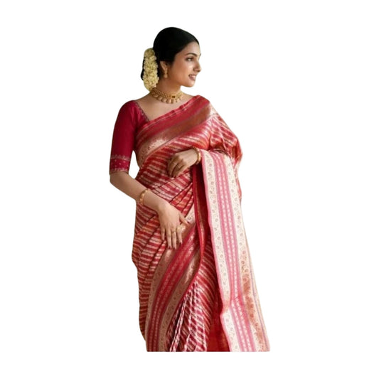 Women's Silk Printed Saree — Pink · _Pnk AllQwik
