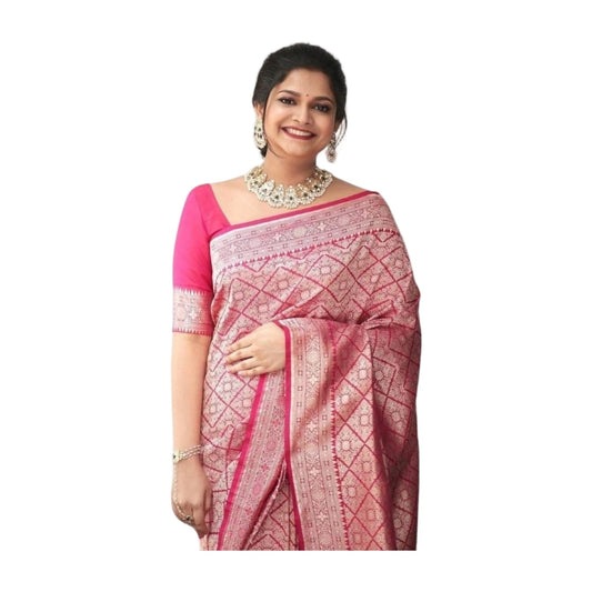 Women's Silk Printed Saree — Pink · _Pnk AllQwik