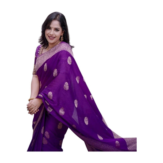 Women's Silk Printed Saree — Purple · Prpl AllQwik