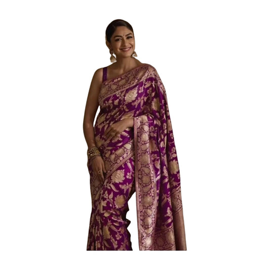 Women's Silk Printed Saree — Purple · Prpl AllQwik