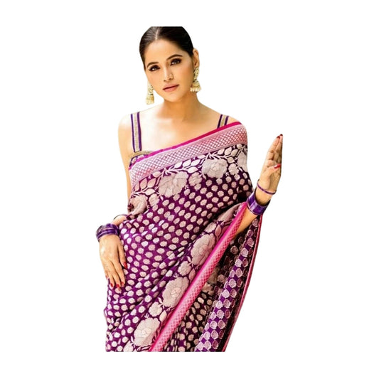 Women's Silk Printed Saree — Purple · Prpl AllQwik