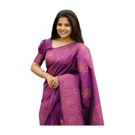 Women's Silk Printed Saree — Purple · Prpl AllQwik