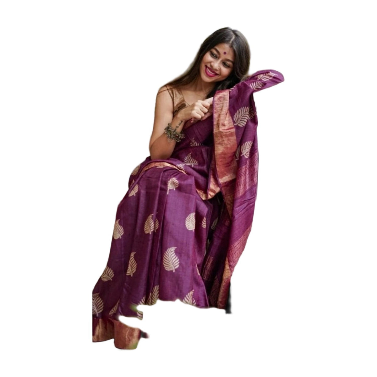 Women's Silk Printed Saree — Purple · Prpl AllQwik