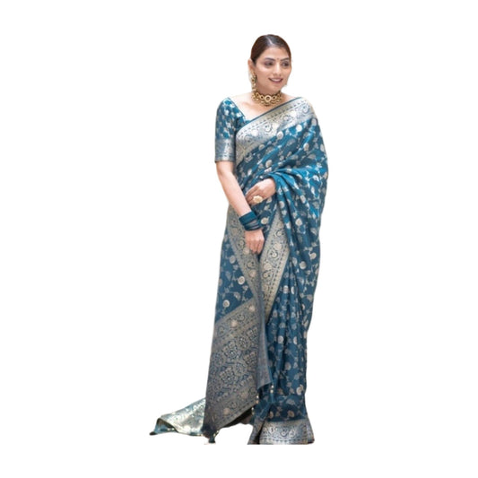 Women's Silk Printed Saree — Rama · Rama AllQwik